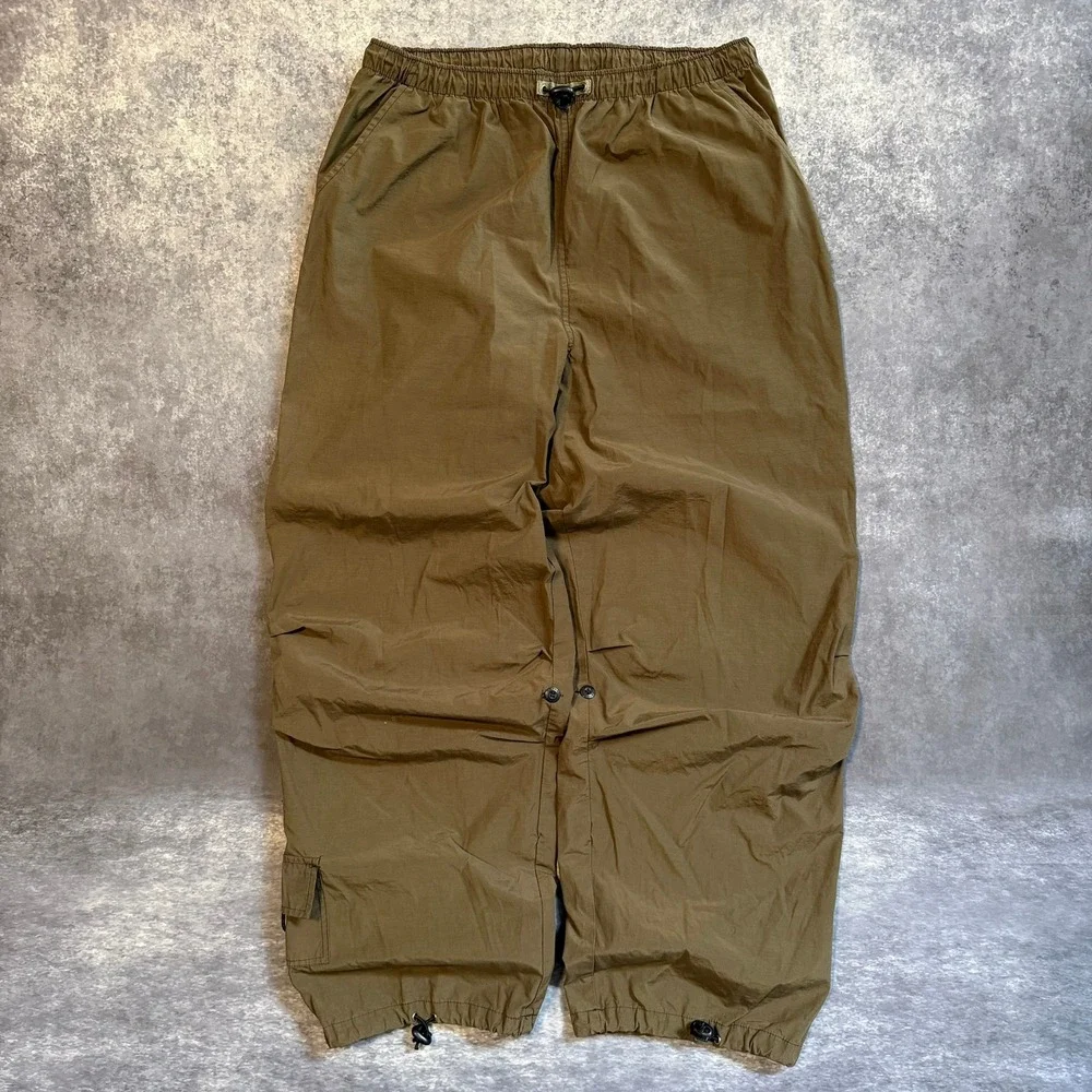 Route 66 Mens XL Green Nylon Blend Cargo Pants Elastic Waist Gorpcore Streetwear